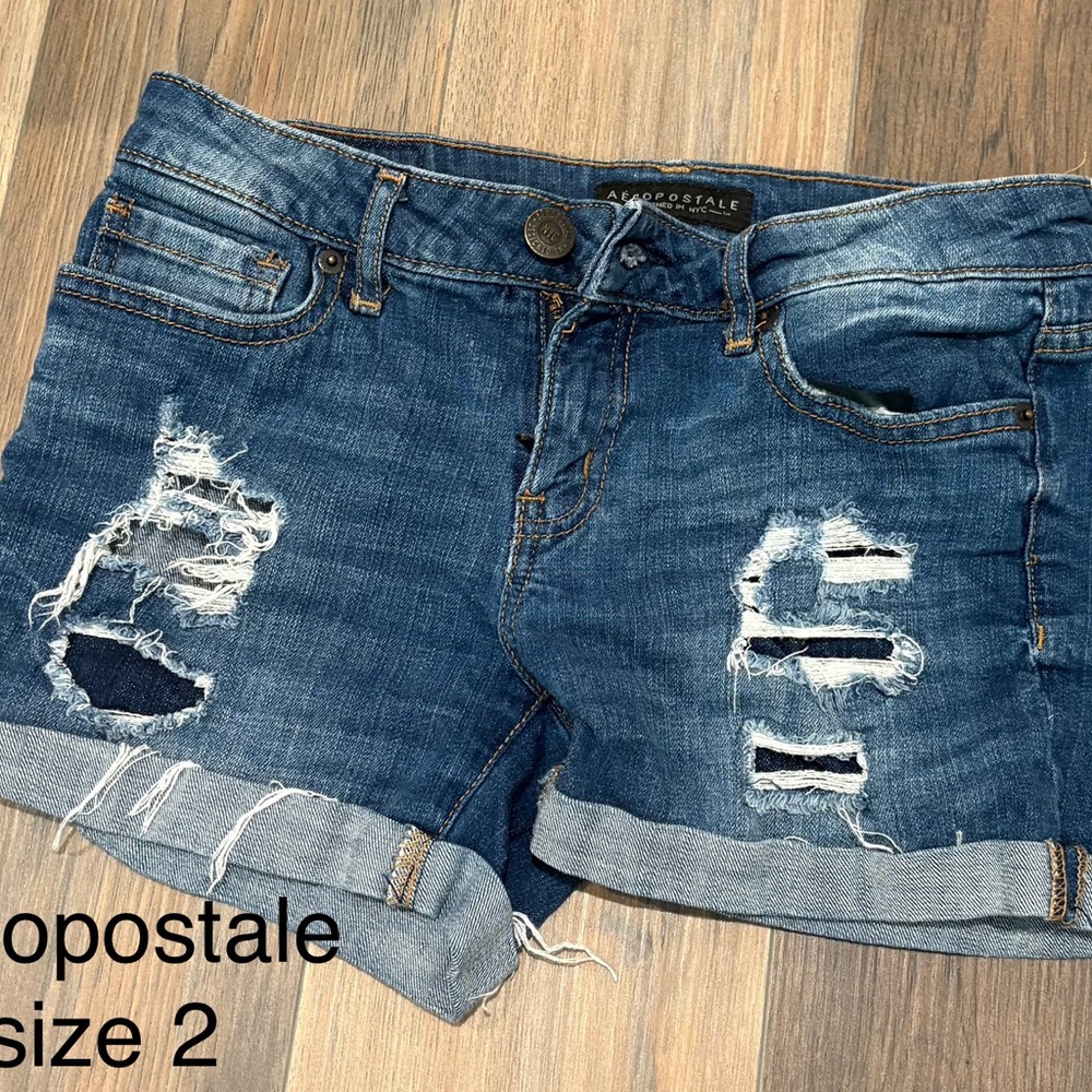 Aeropostale Blue Distressed Jean Shorts
